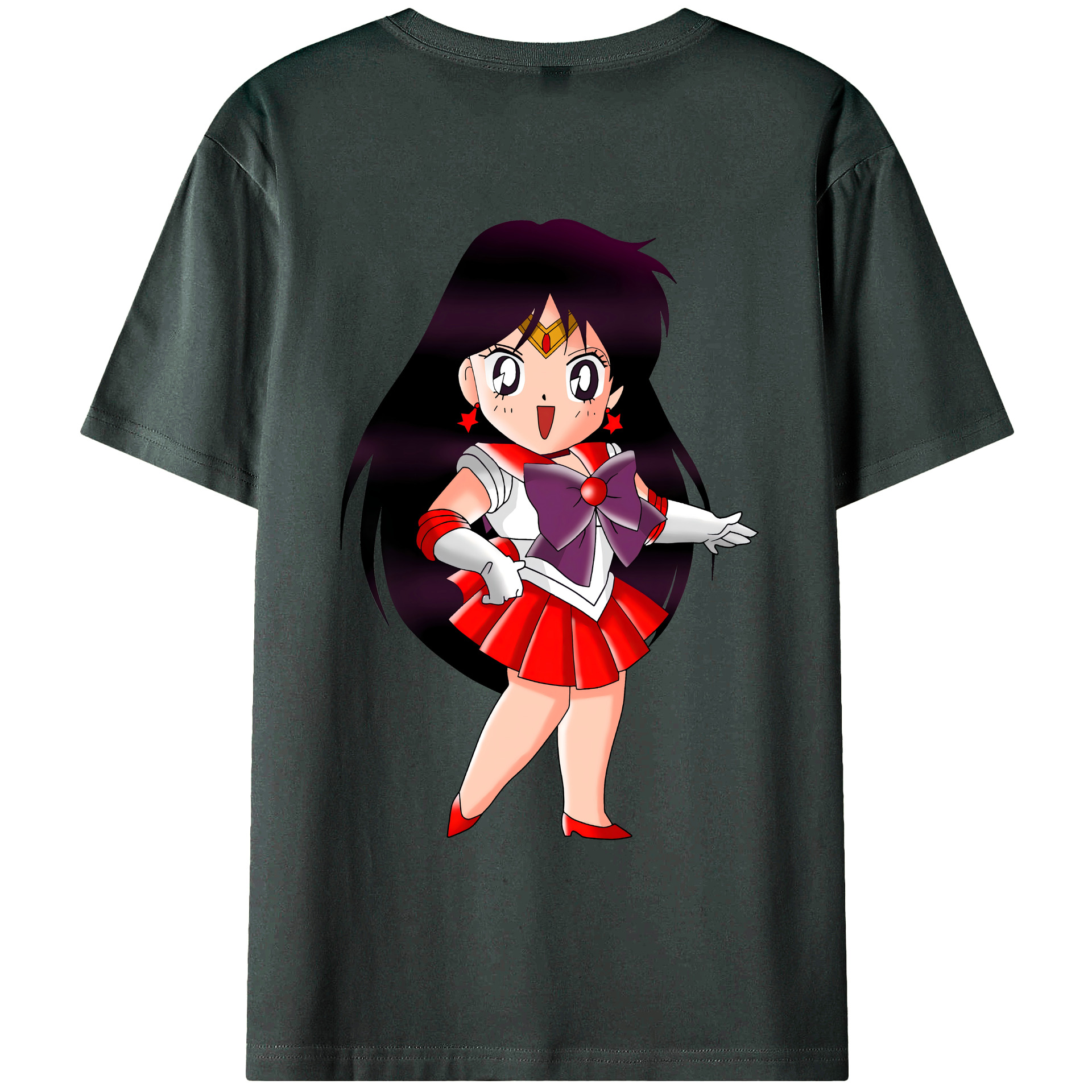 （画像用） 美少女戦士セーラームーン 火野レイ ひの レイ Sailor Moon Hino Rei （セーラーマーズ,Sailor Mars） 綿100％ メンズ半袖Tシャツ（バックプリント） 通気性